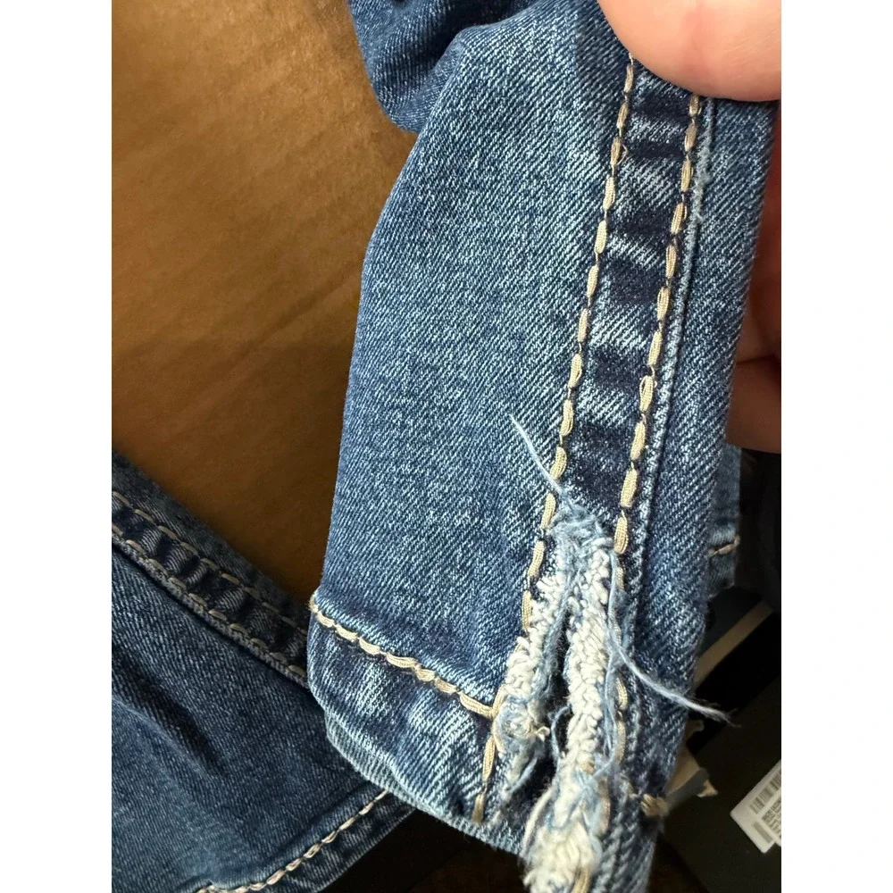 Rock 47 by Wrangler Jeans Mens 33x33 Blue Straight Leg Distressed Denim